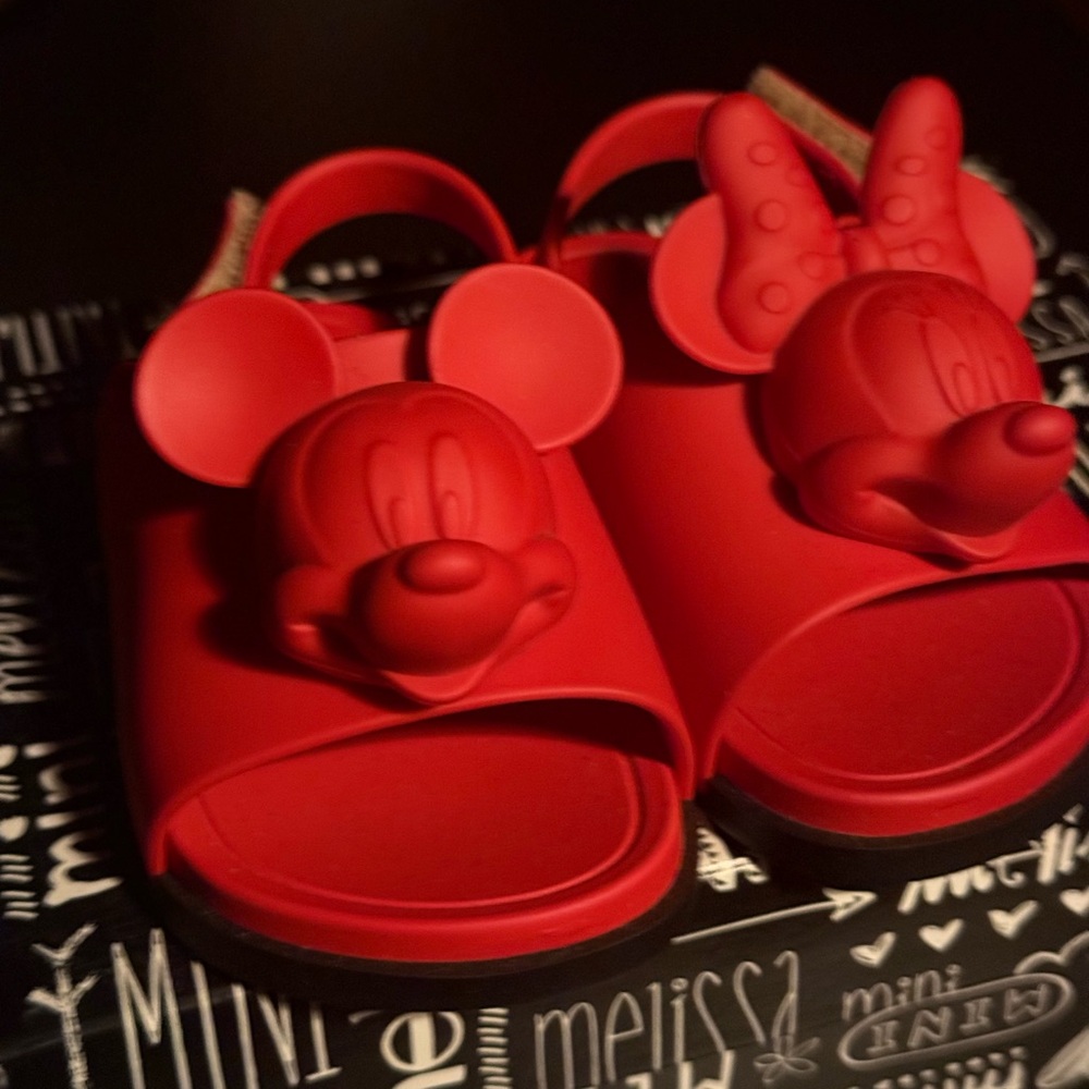 Mini Melissa Red Mickey & Minnie Beach Slide' Sandals + DISN Size 5
